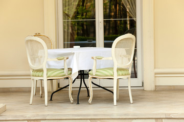 chairs in a cafe  