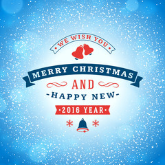 Fototapeta na wymiar Merry Christmas Greetings Postcard with Vintage Typographic Badge. Vector Illustration