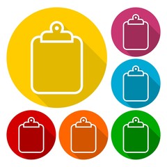 Clipboard icons set with long shadow