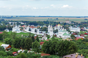 Fototapeta premium Suzdal City Aerial View with Pokrovsky convent, Russia