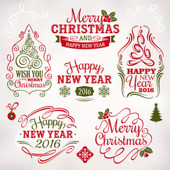 Naklejka premium Christmas and New Year decoration elements and labels