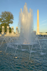 Fototapeta premium Fountains at the U.S. World War II Memorial commemorating World War II in Washington D.C.