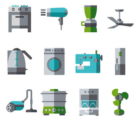 Domestic Equipment colored icons with half shadow