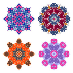 Set of four bright mandalas