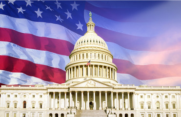 Digital composite: U.S. Capitol with American flag © spiritofamerica