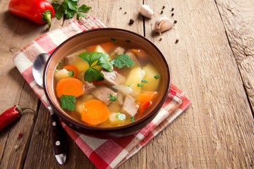 Meat and vegetables soup
