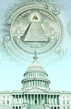 Digital Composite: U.S. Capitol With Money