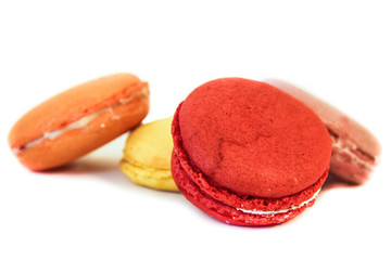 Macarons on white background