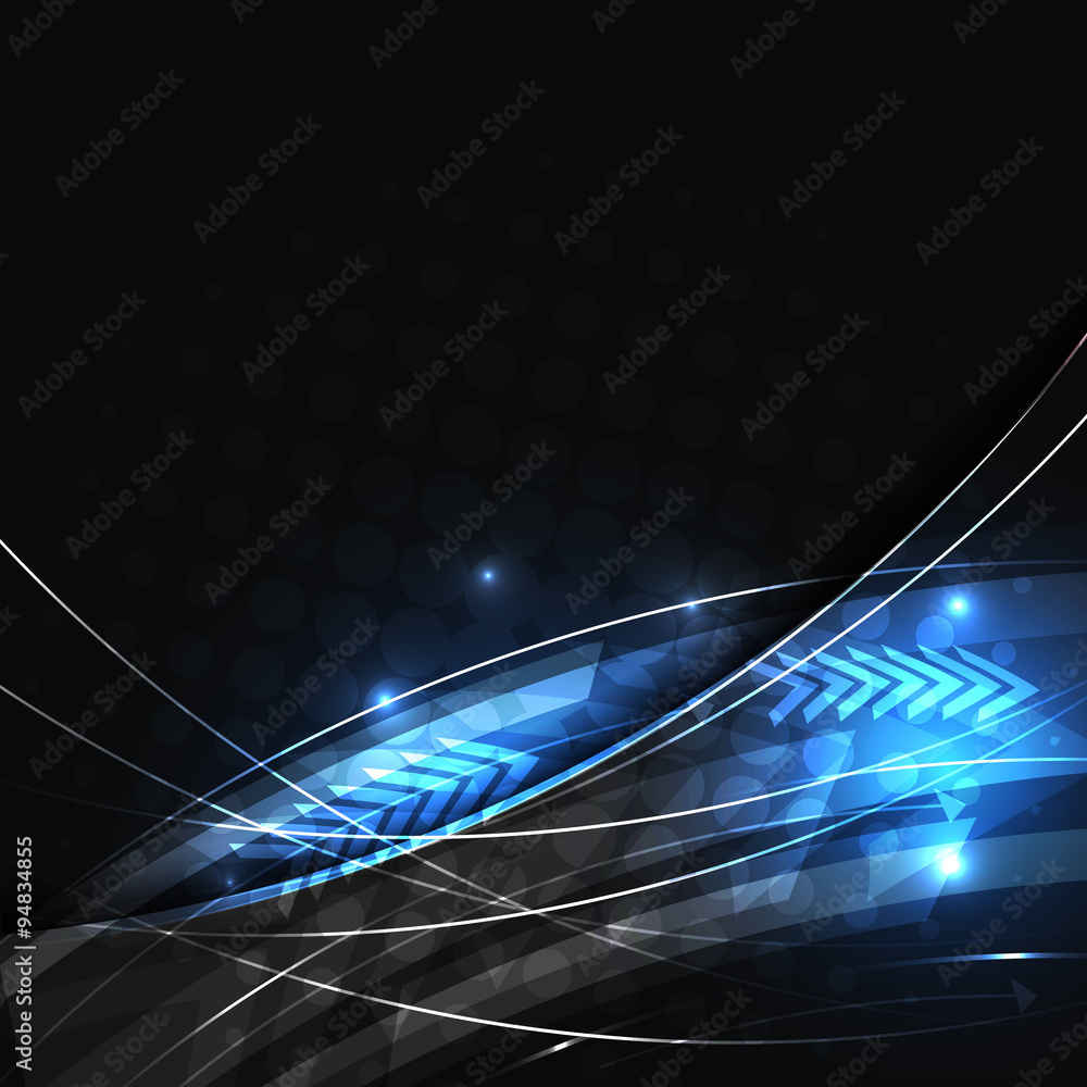 Poster abstract vector background with glowing lines and halftone effect.
