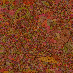 Doodle seamless background oriental brown