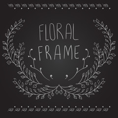 Floral frame on black background