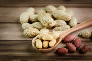 Peanut peeled no wood background