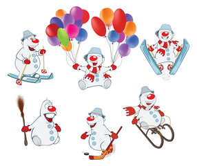  Cartoon Illustration of a Funny Christmas Snowman for you Design