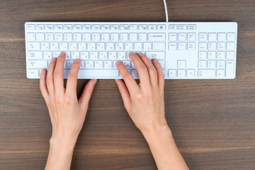 Humans hands with keyboard