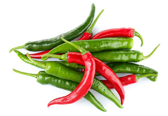 Hot peppers isolated on white
