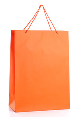 Paper shopping bag isolated on white