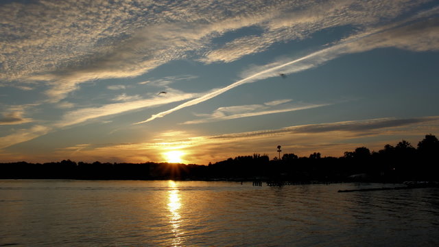 Time lapse sunset lake