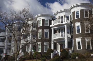 Fototapeta premium Upscale condos and homes of South Boston, Massachusetts, USA, 03.16.2014