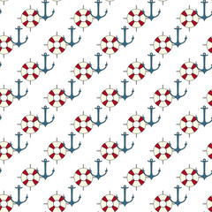 seamless pattern of marine symbols