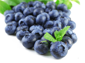 Fresh blueberries isolated on white