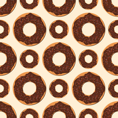 Background with donuts. Seamless vector pattern.