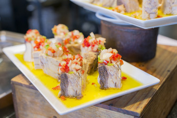 Spanish tapas, Basque cuisine, pintxos Bilbao, Spain.