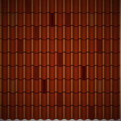 Red corrugated tile element of roof. Seamless pattern. Vector illustration