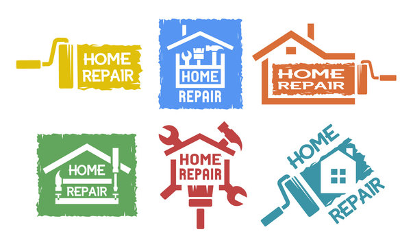 A set of emblem on the topic of home repair.