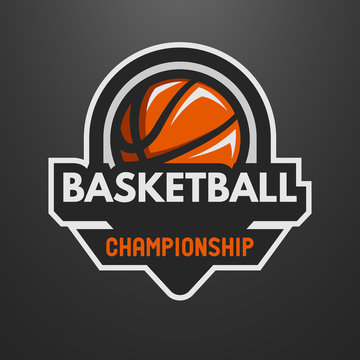 Basketball sports logo, label, emblem.
