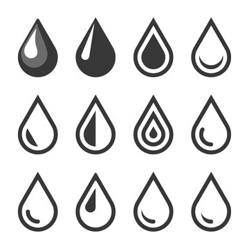 Oil Or Water Drop Emblem. Logo Template. Icon Set. Vector