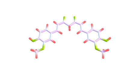 Curcumin molecular structure on white background