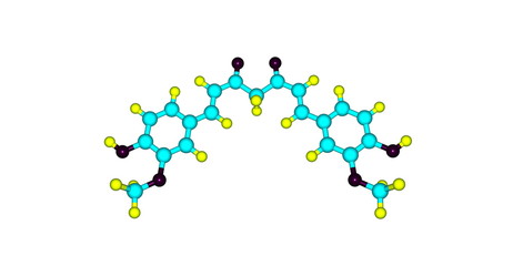 Curcumin molecular structure on white background