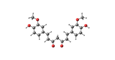 Curcumin molecular structure on white background