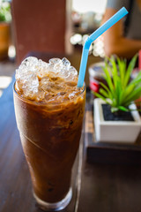ice coffee with milk on topping drink
