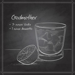 Alcoholic Cocktail Godmother on black board