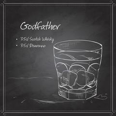 Alcoholic Cocktail Godfather on black board