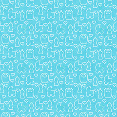 Fototapeta premium Teal and White Baby Tile Pattern Repeat Background