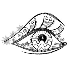 Graphic abstracy eyes of black and white shapes and lines. Vector Illustrator