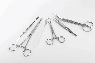 Surgery instruments isolated on white