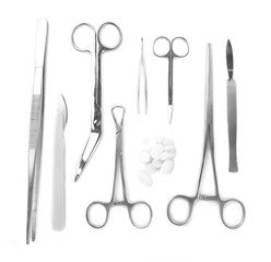 Surgery instruments isolated on white