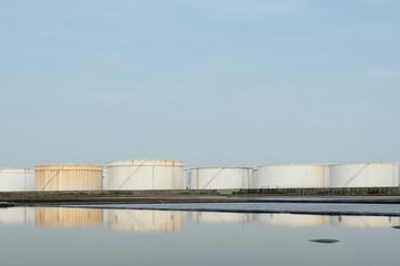 Oil Tank with Blue sky and marsh