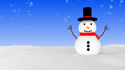 Snowman in winter - blue variant