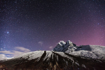 Fototapeta na wymiar himalaya mountain with star in night time