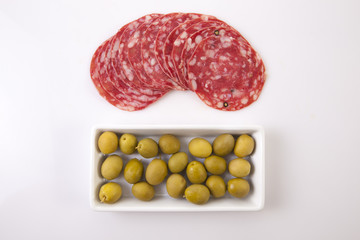 Summer sausage with olives