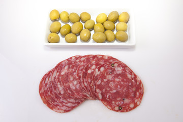 Summer sausage with olives