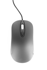 Computer mouse with cord isolated on white background