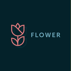 Simple and graceful floral monogram design template, Elegant lineart logo design, vector illustration