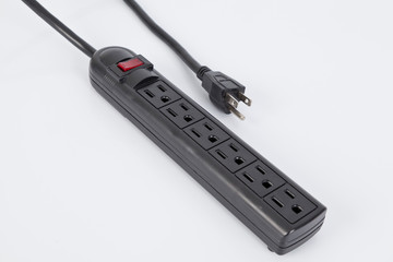 black surge protector  on white background