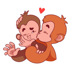 Two kissing monkey