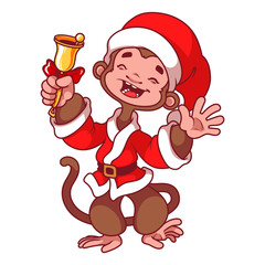 Monkey in a Christmas dress with bell
